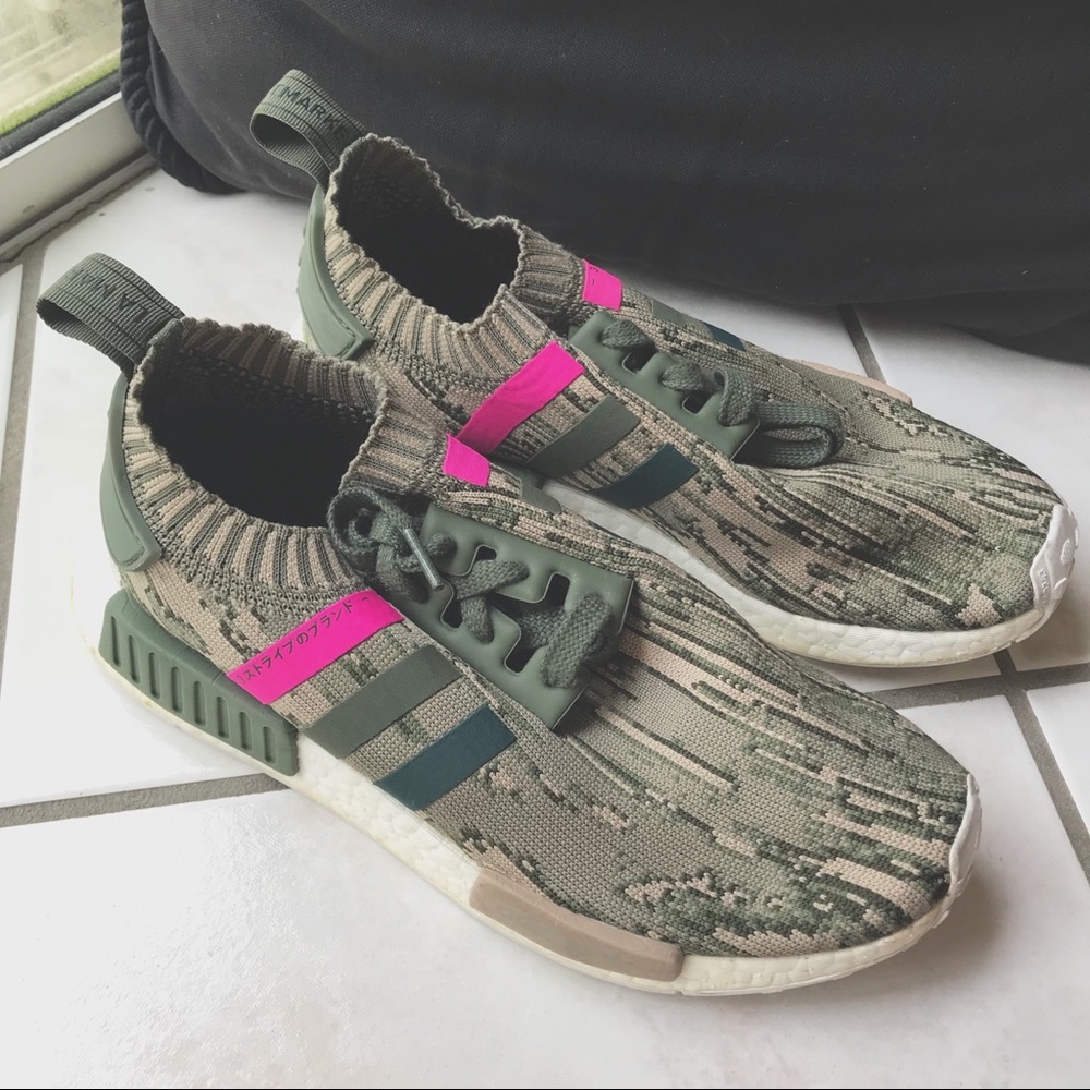 WMNS Adidas NMD_R1 Prime Knit GREEN GLITCH CAMO